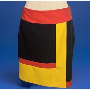 Retro Mod Colorblock Mini Skirt | Y2k Office | Secretary Chic | 60s Vibe Preppy